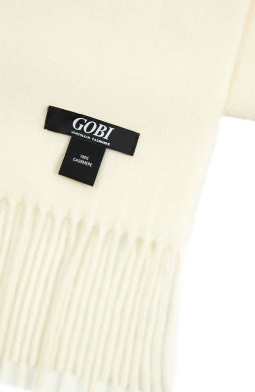 Gobi Mongolian Cashmere Cashmere Fringed Scarf In Off White