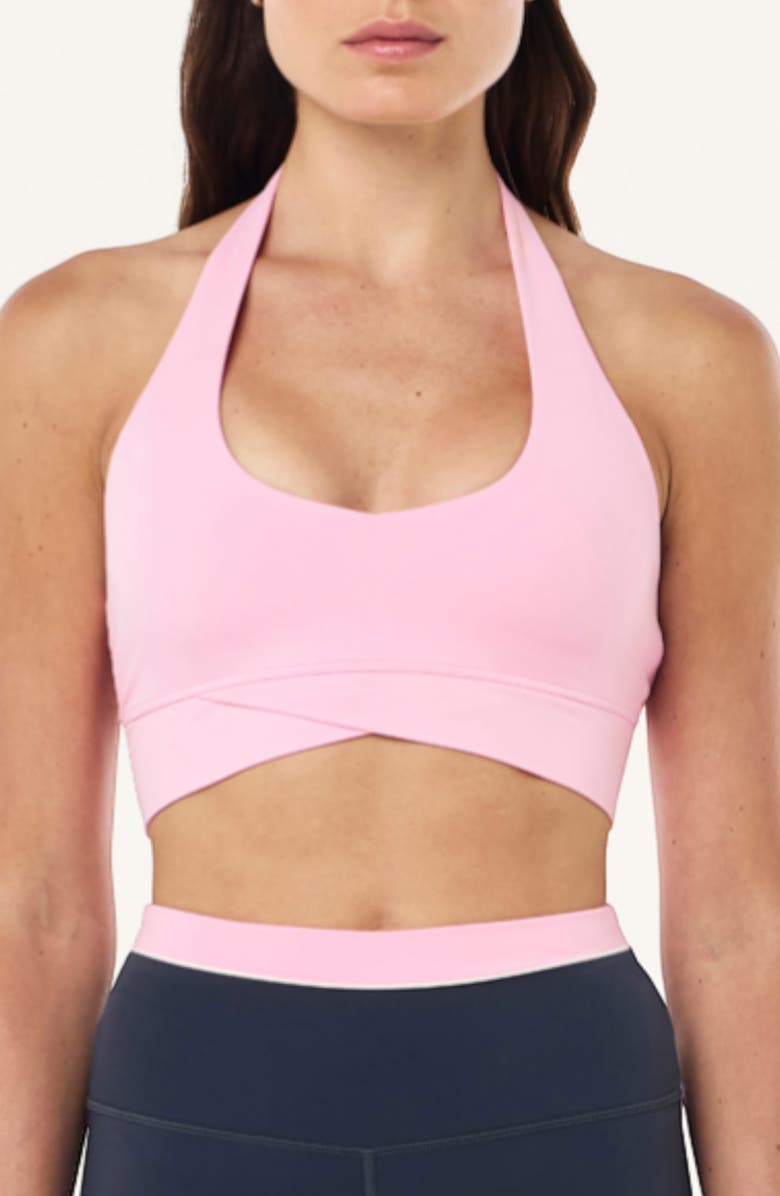 P.E Nation Reset Halter Longline Sports Bra, Main, color, Prism Pink