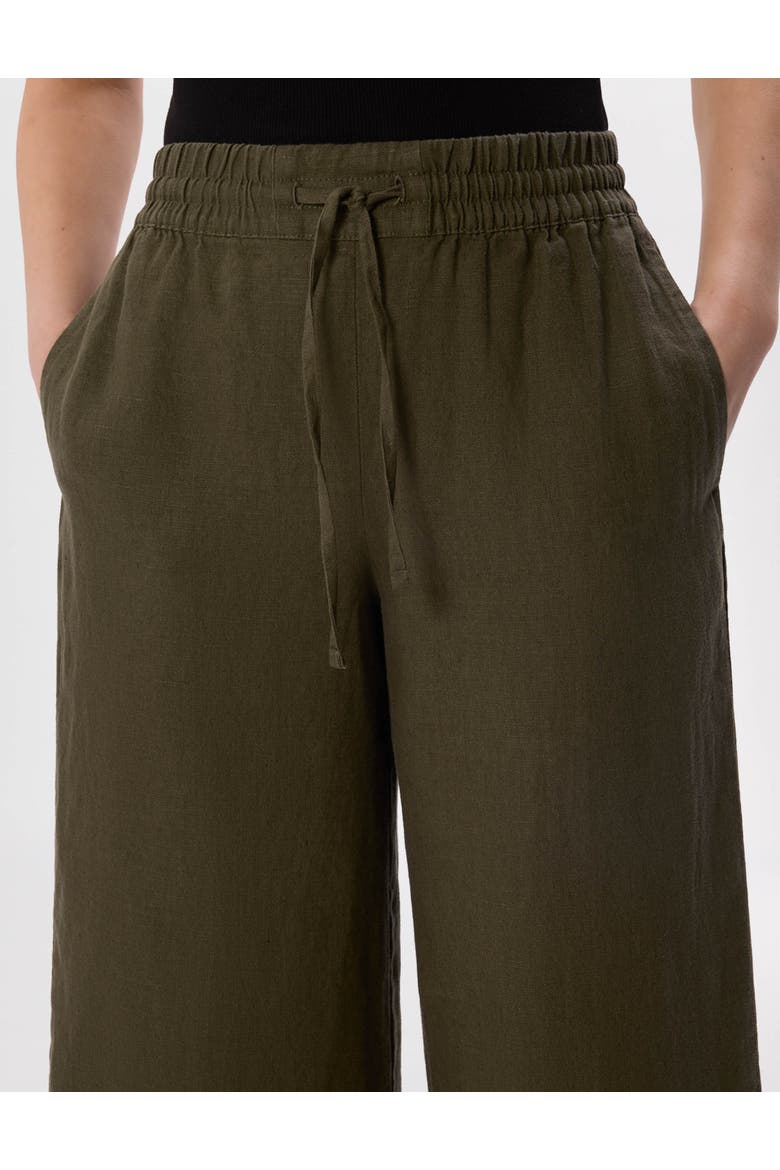Elasticated Linen Crop Trousers, Alternate, color, Khaki