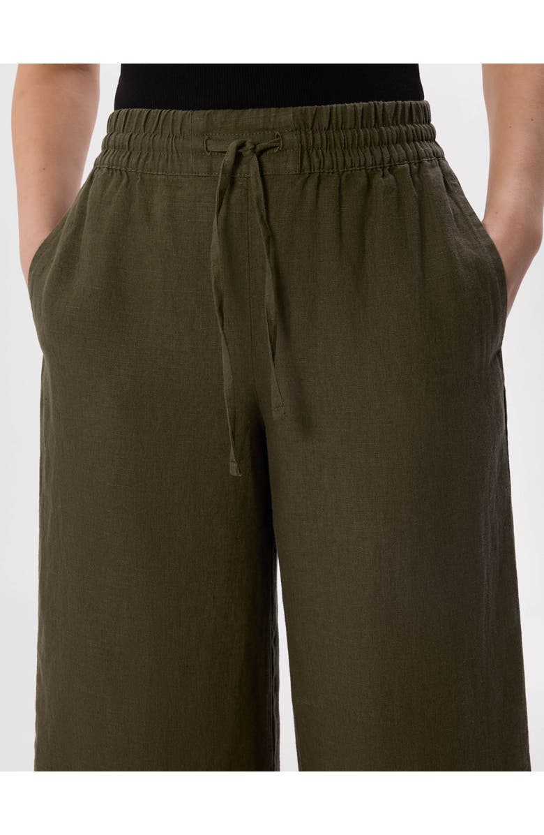 Whistles Elasticated Linen Crop Trousers, Alternate, color, Khaki