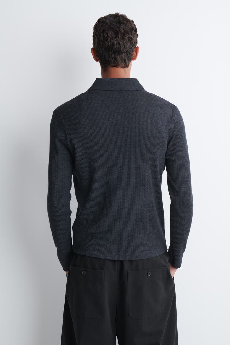 Slim Ribbed Wool Shirt, Alternate, color, NAVY