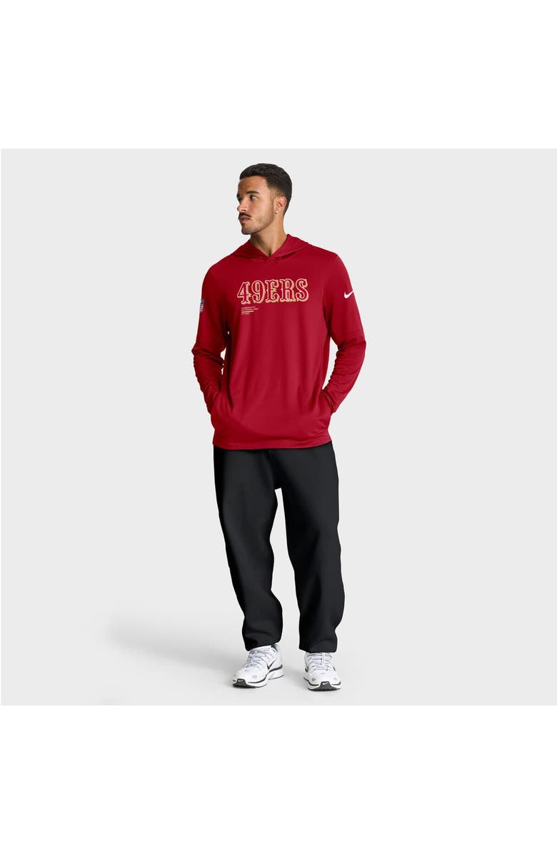 Nike Men's Nike Scarlet San Francisco 49ers Big & Tall Sideline Performance Long Sleeve Hoodie T-Shirt, Alternate, color, Scarlet
