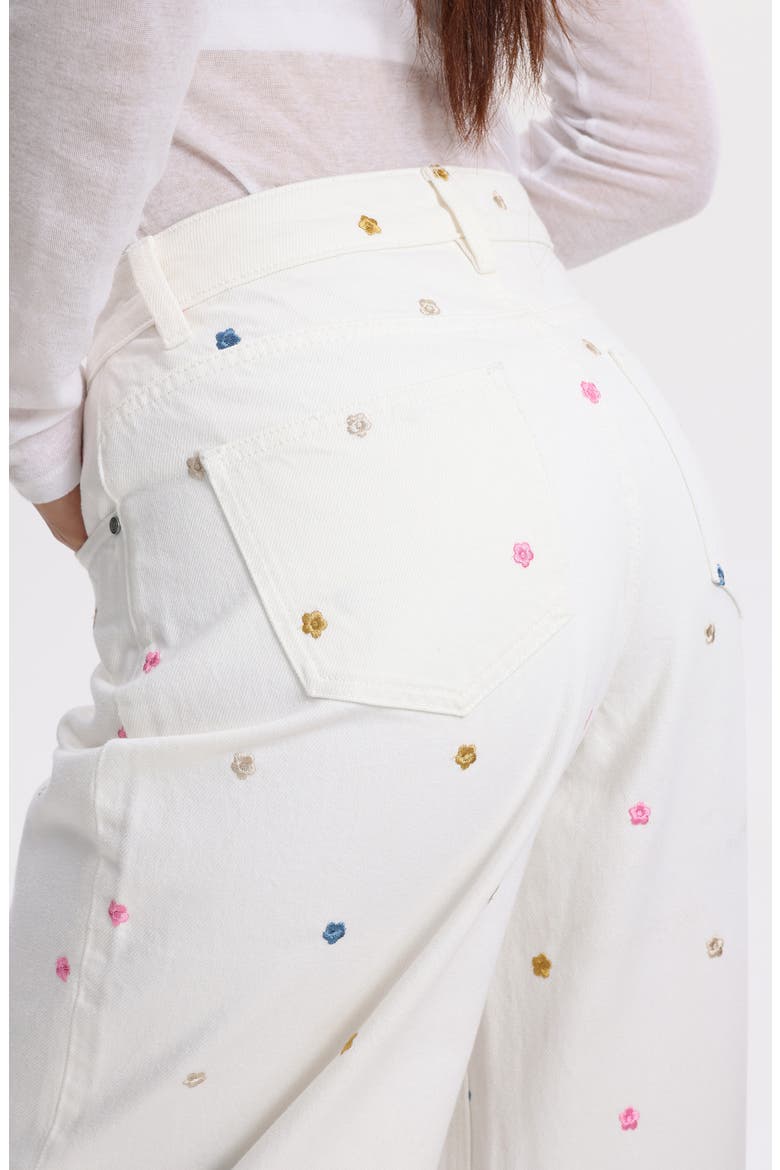 Embroidered High Waist Ankle Barrel Jeans, Alternate, color, EOS