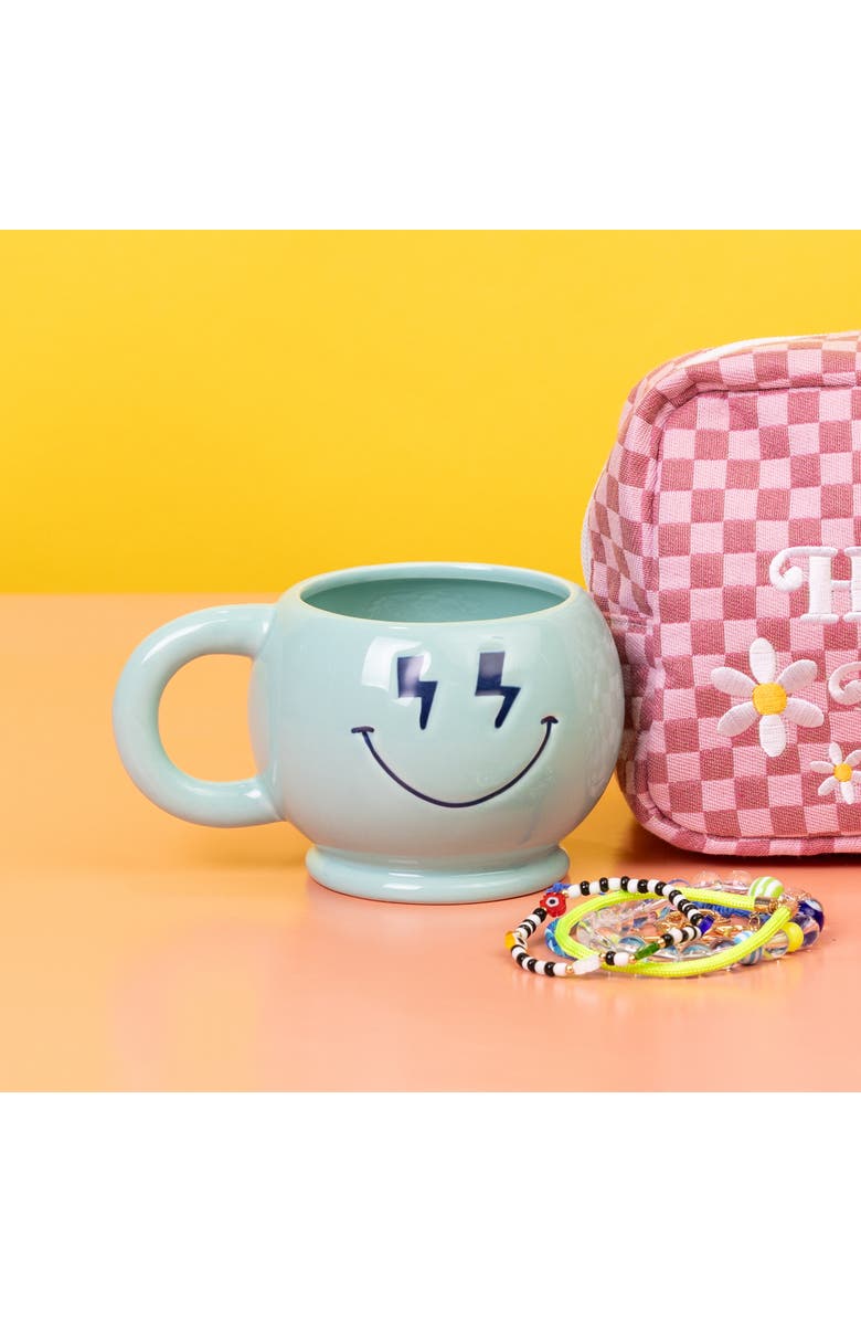 Totalee Gift Shaped Bolt Eye Smiley Mug Ceramic Blue 15 oz, Alternate, color, Blue