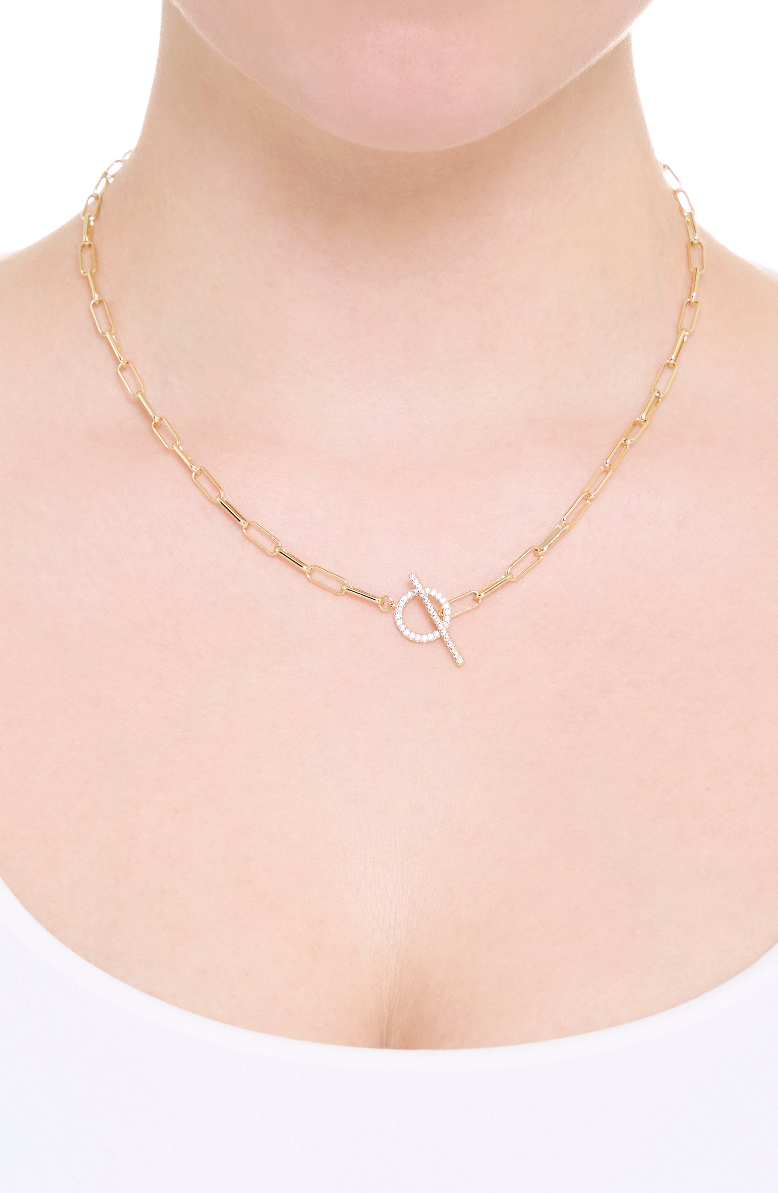 ATHRA LUXE Pavé Paper Clip Chain Toggle Necklace (Women) | Nordstrom