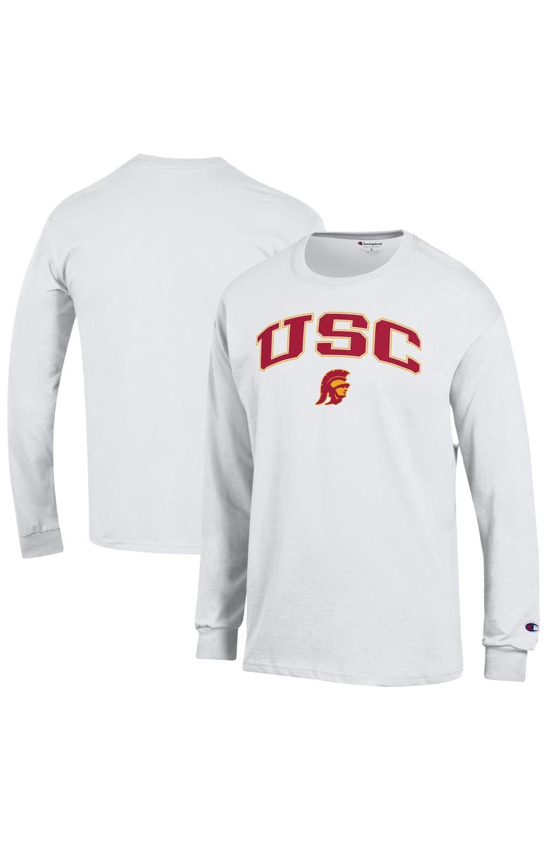 Champion Men's Champion White USC Trojans Arch Over Logo Long Sleeve T-Shirt, Alternate, color, White