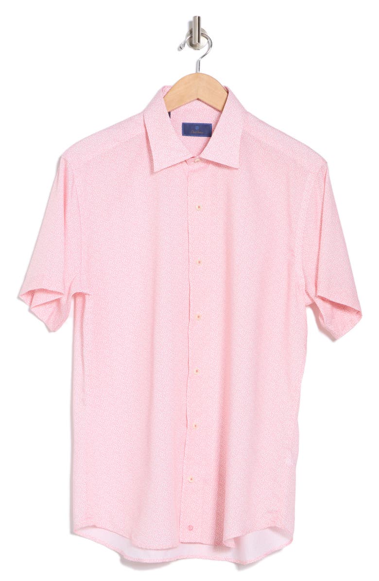 David Donahue Print Short Sleeve Sport Shirt, Alternate, color, Red/ White