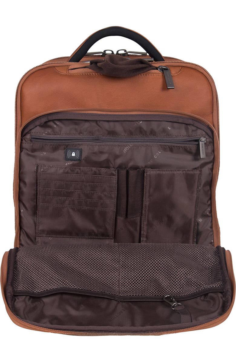 Kenneth Cole Colombian Leather Backpack, Alternate, color, Cognac