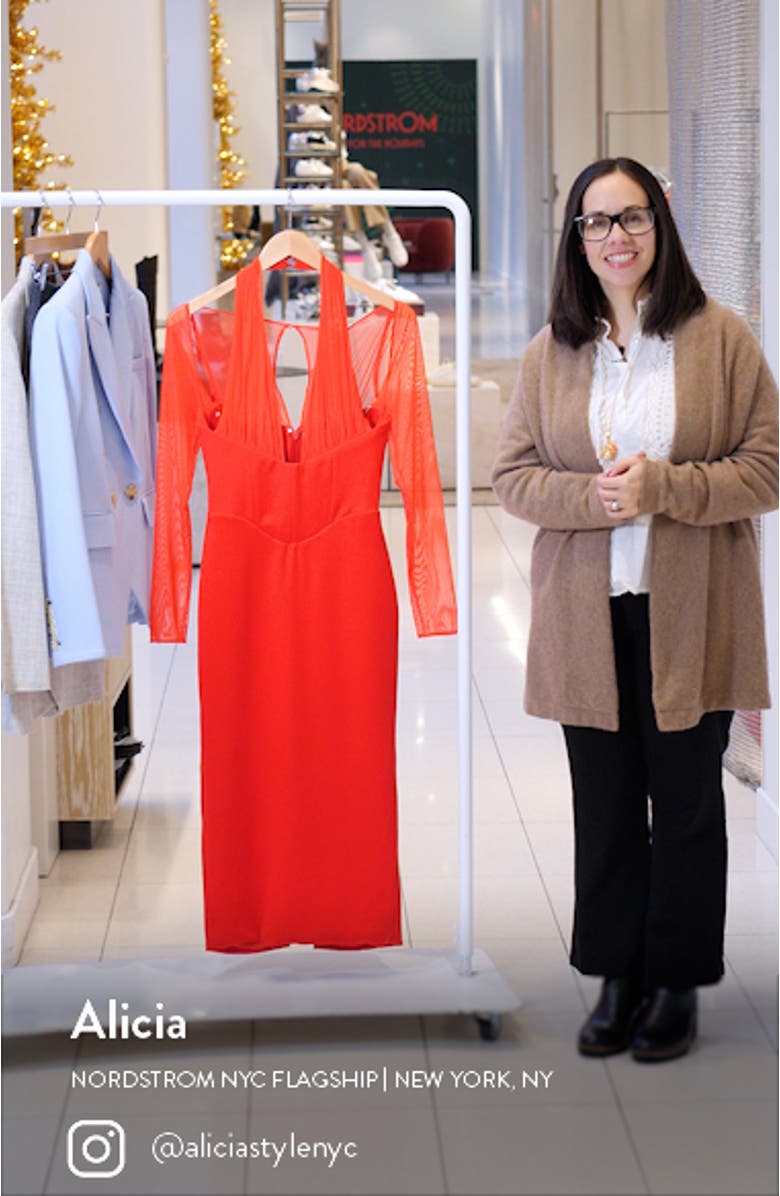 Yasmin Long Sleeve Body-Con Midi Cocktail Dress, sales video thumbnail