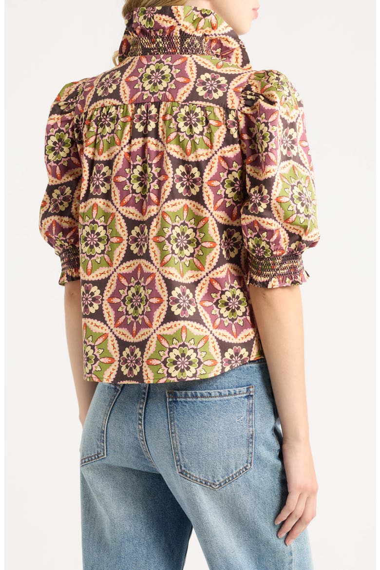 Zuri Print Puff Sleeve Top, Alternate, color, LETTERS TO HATTIE MEDALLION