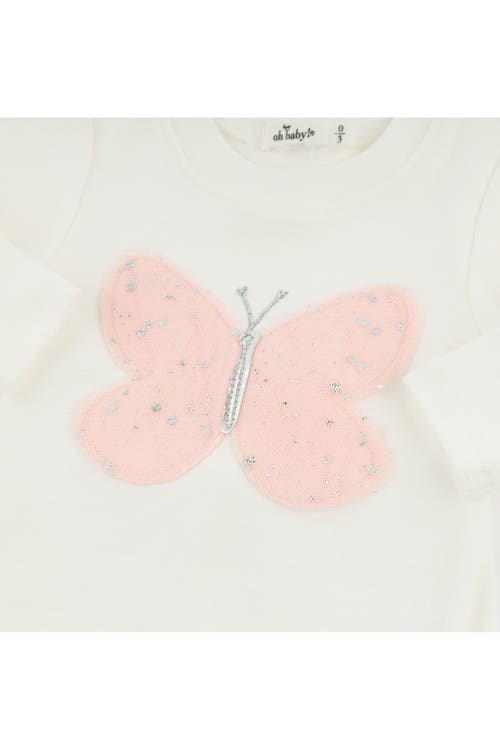 Shop Oh Baby ! Butterfly Pink/pink Silver Tulle Two Piece Set In Cream