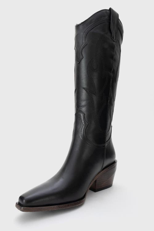 Forever & Always Shoes Pietro Leather Western Knee High Boot In Black