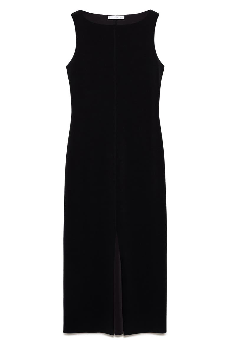 Bateau Neck Sleeveless Maxi Dress, Alternate, color, BLACK