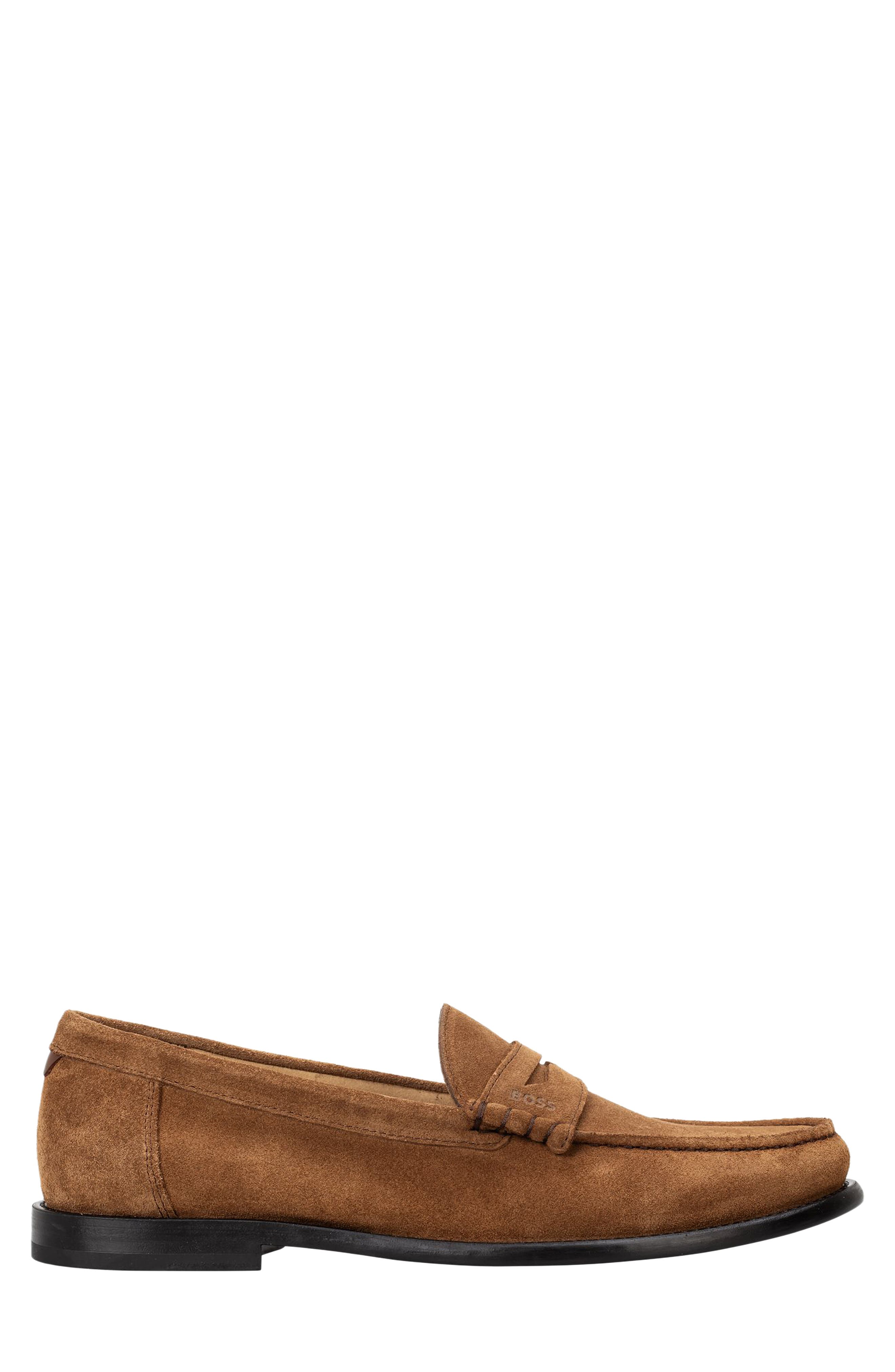 BOSS Tevan Moc Toe Penny Loafer, Main, color, Brown