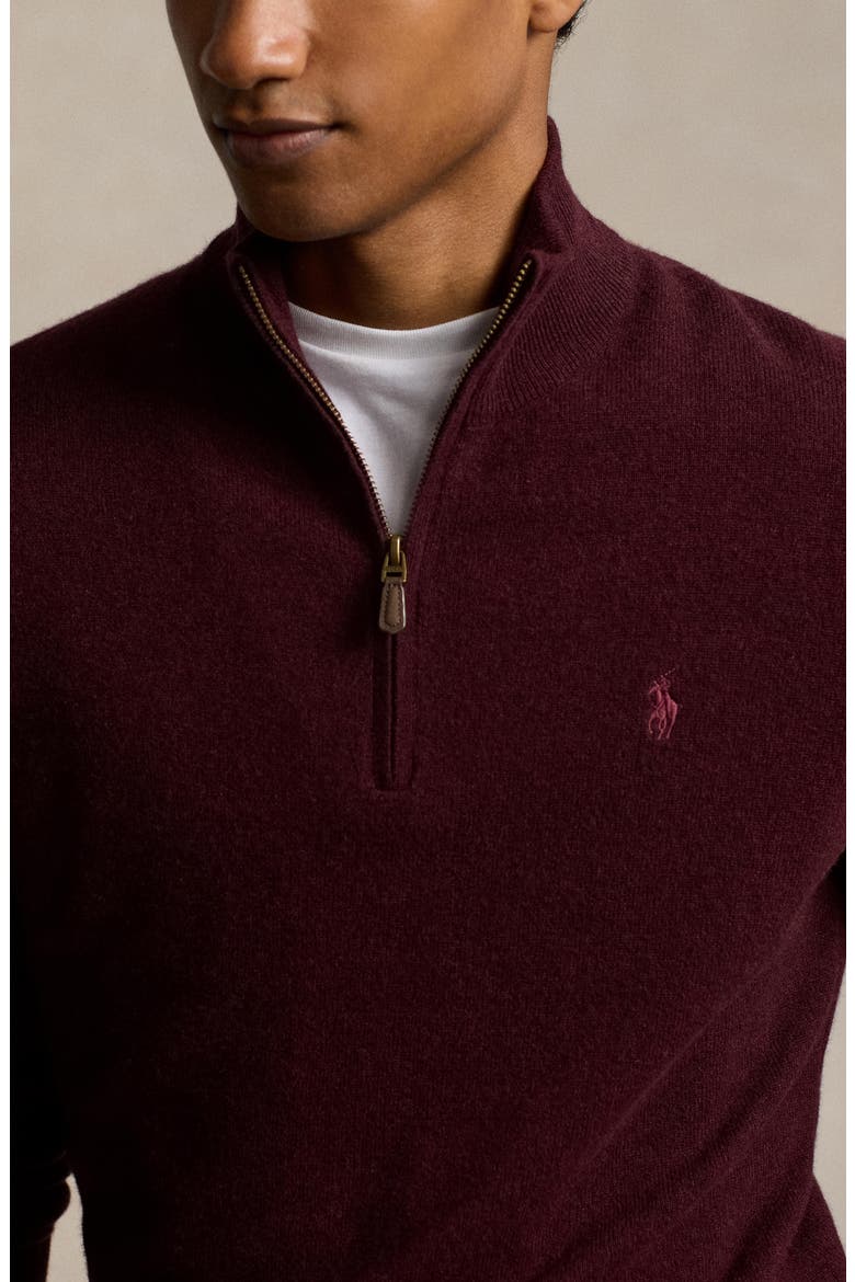 Regular Fit Wool Quarter Zip Sweater, Alternate, color, AGED WINE HEATHER