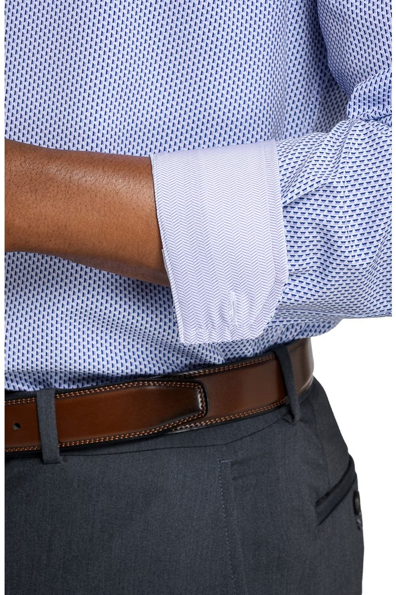 Slim Fit Tile Print Performance Dress Shirt, Alternate, color, WHITE/ PURPLE