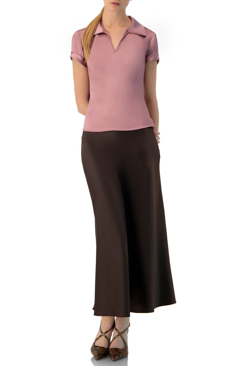 IVONNE Plain Short Sleeve Blouse with Shirt Collar, Alternate, color, Dark Pink