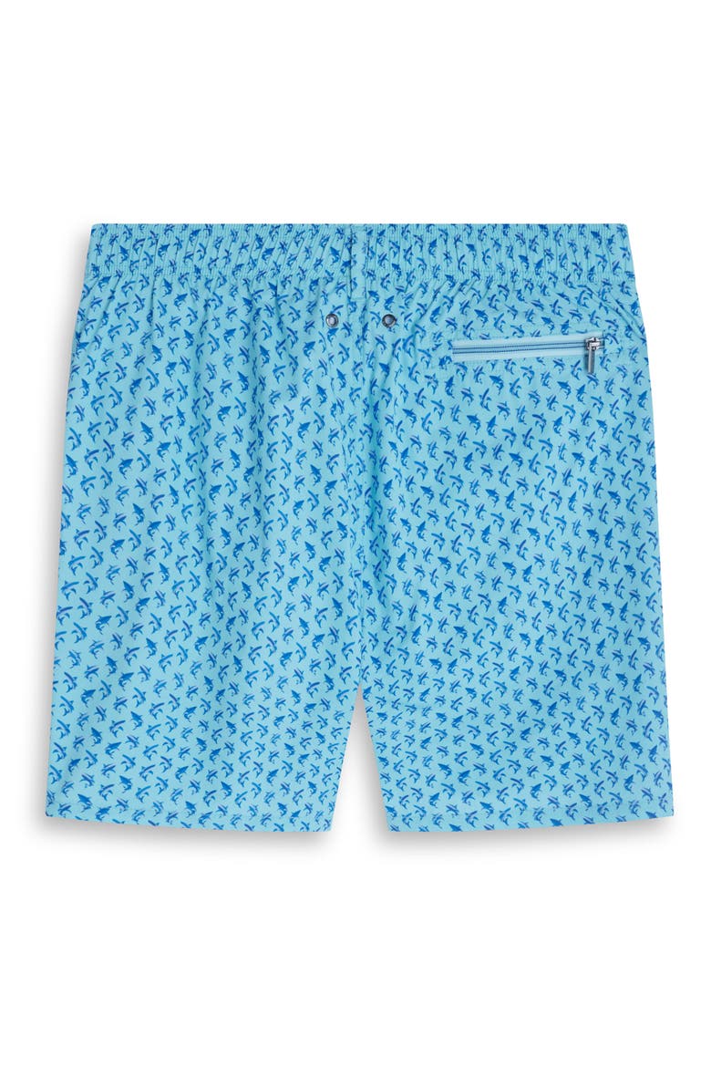 Kai Dolphin Print Swim Trunks, Alternate, color, AQUA