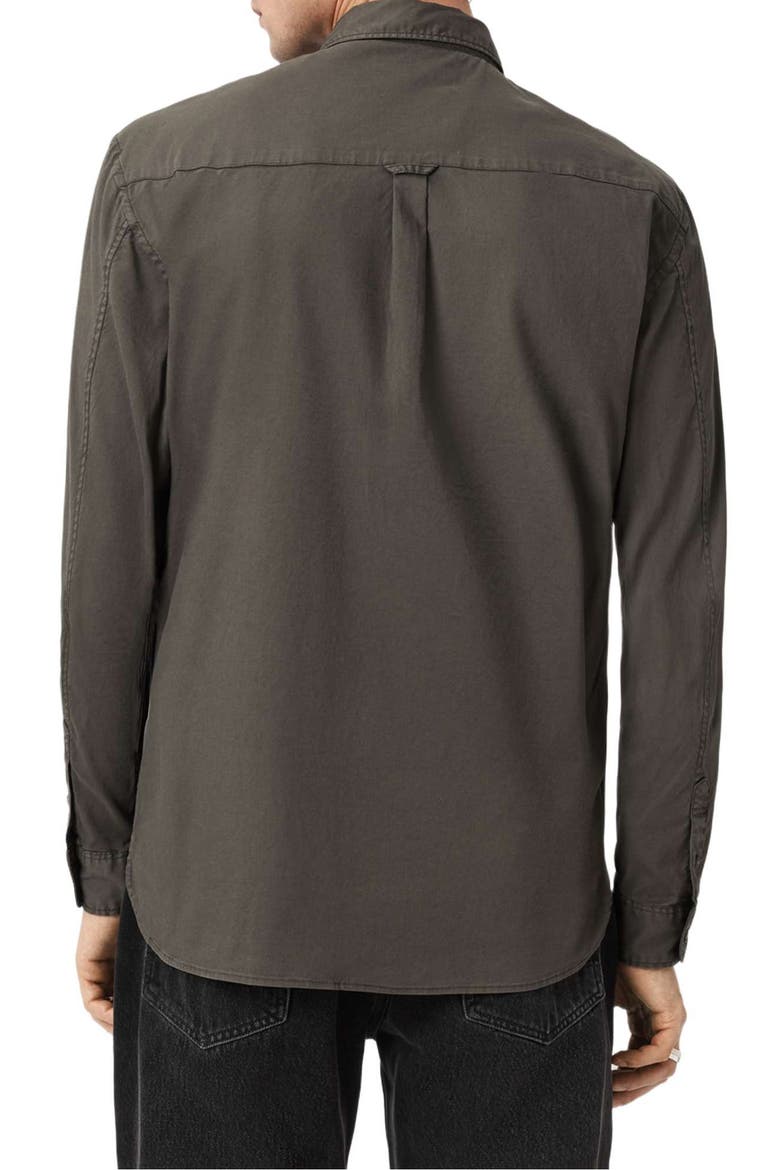Hawthorne Solid Stretch Cotton Button-Up Shirt, Alternate, color, DEEP SAGE GREEN