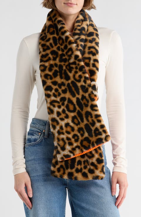 Poppy Leopard Faux Fur Knit Scarf