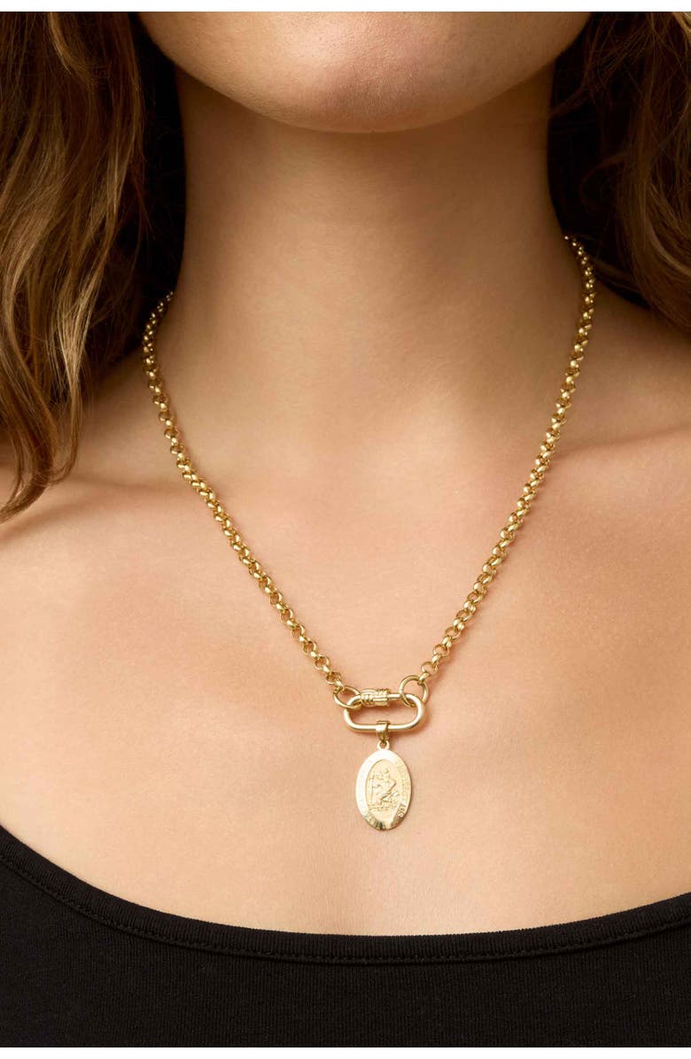 Oradina 14K Yellow Gold St. Christopher Medal Pendant Charm, Alternate, color, Yellow Gold