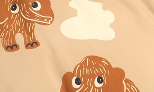 Mini Rodini Kids' Mammoth Print Puffer Jacket With Removable Hood In Nude