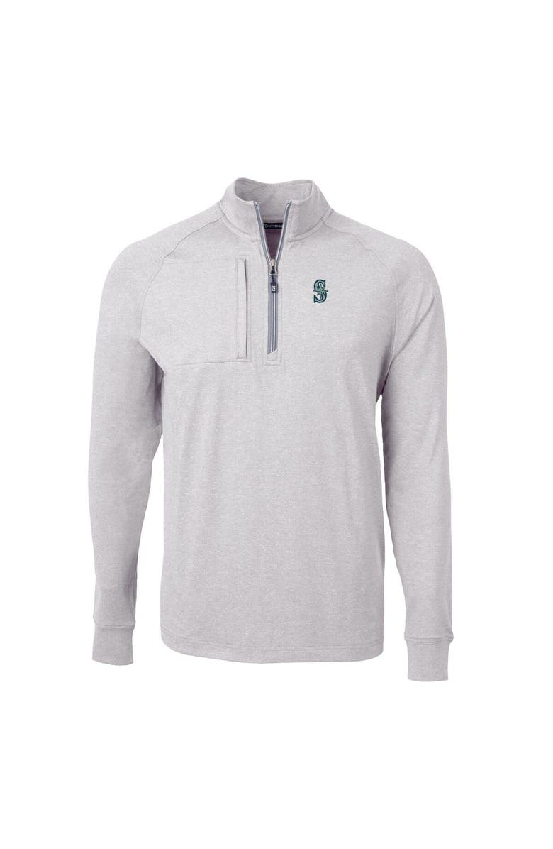 Cutter & Buck Men's Cutter & Buck Heather Gray Seattle Mariners Big & Tall Adapt Eco Knit Stretch Recycled Quarter-Zip Pullover Top, Alternate, color, 