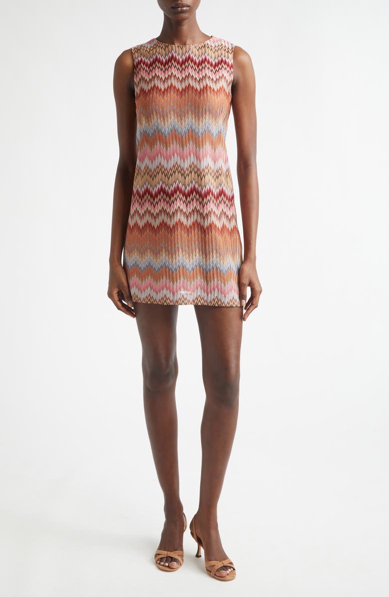Missoni Chevron Stripe Sleeveless Knit Minidress, Main, color, Multi Green Camel White Pink