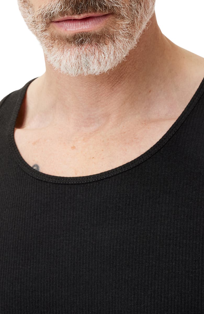 John Varvatos Olin Rib Cotton & Lyocell Blend Tank, Alternate, color, Black