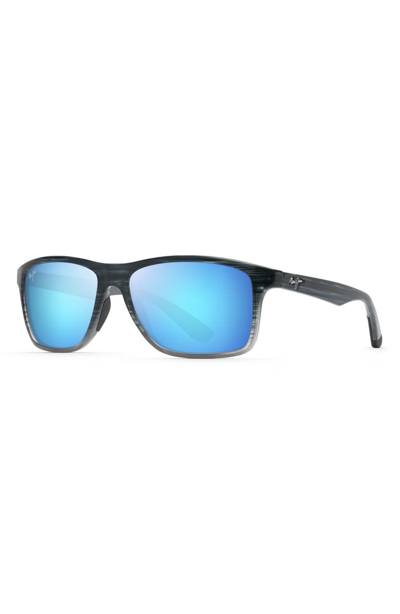 Maui Jim Onshore 58mm Polarized Rectangular Sunglasses, Alternate, color, Blue Black Stripe