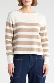 Vigoss Stripe Boat Neck Sweater