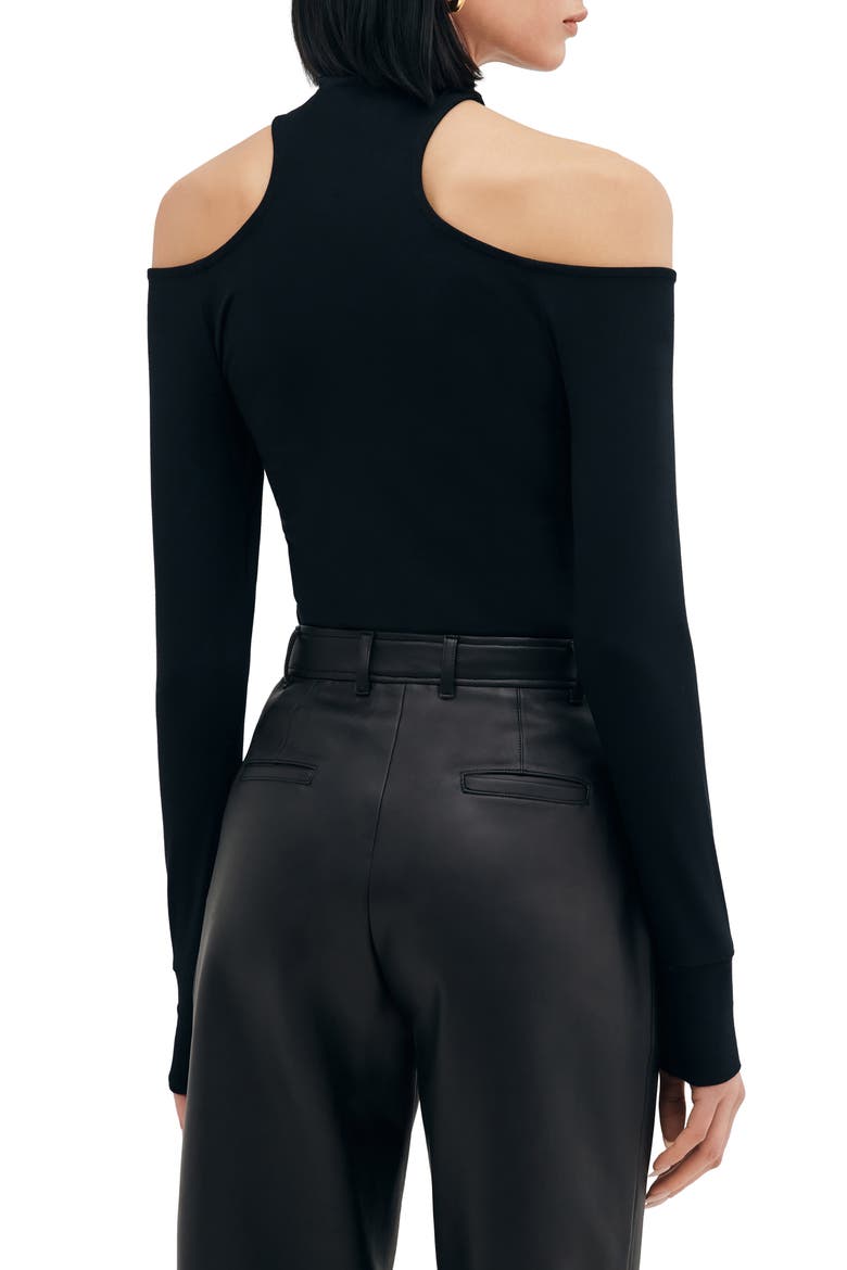 Teagan Cold Shoulder Long Sleeve Shirt, Alternate, color, BLACK