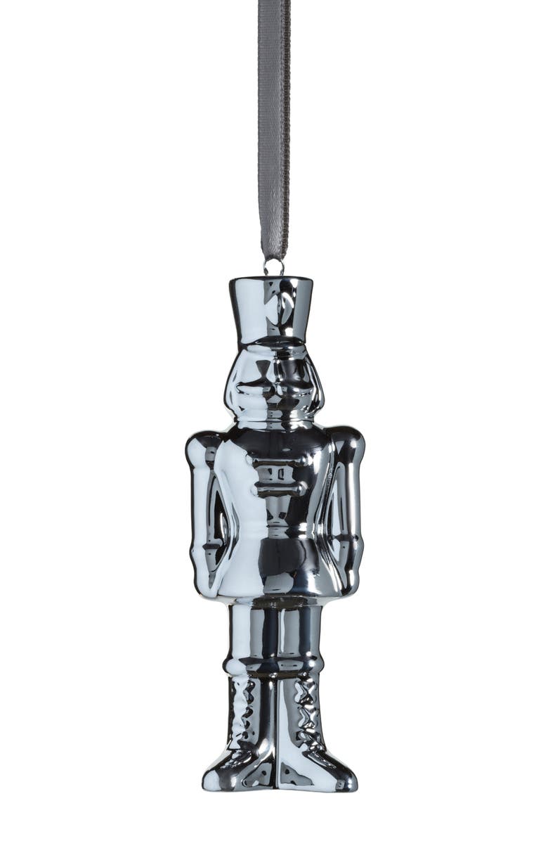 Zodax Nutcracker Ceramic Ornament, Main, color, Silver