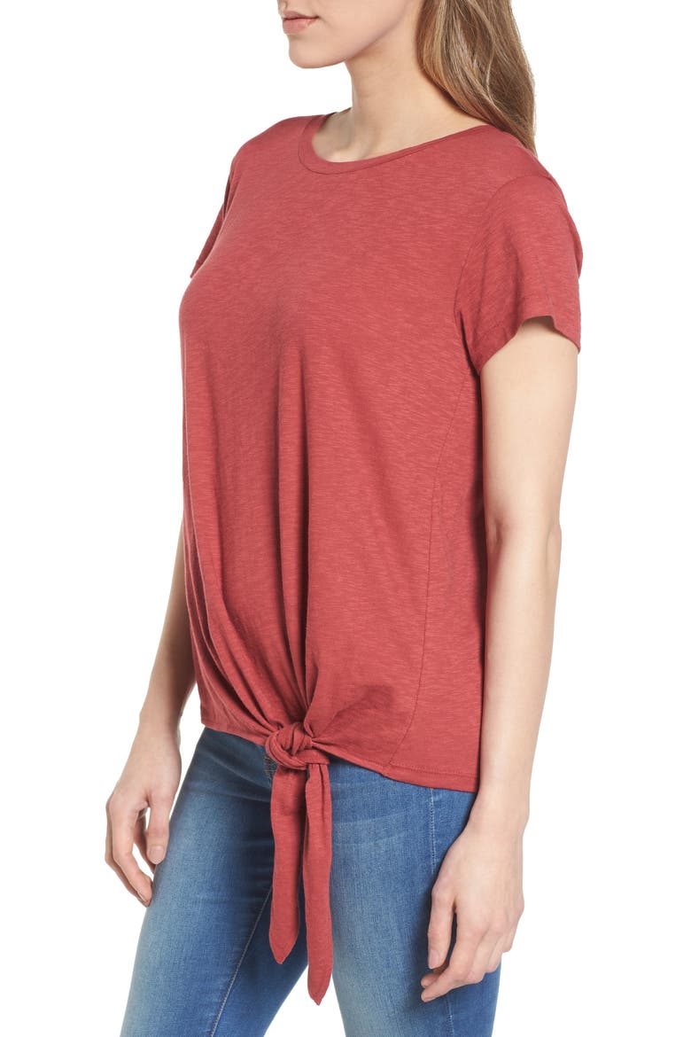 Tie Front Tee, Alternate, color, RED EARTH