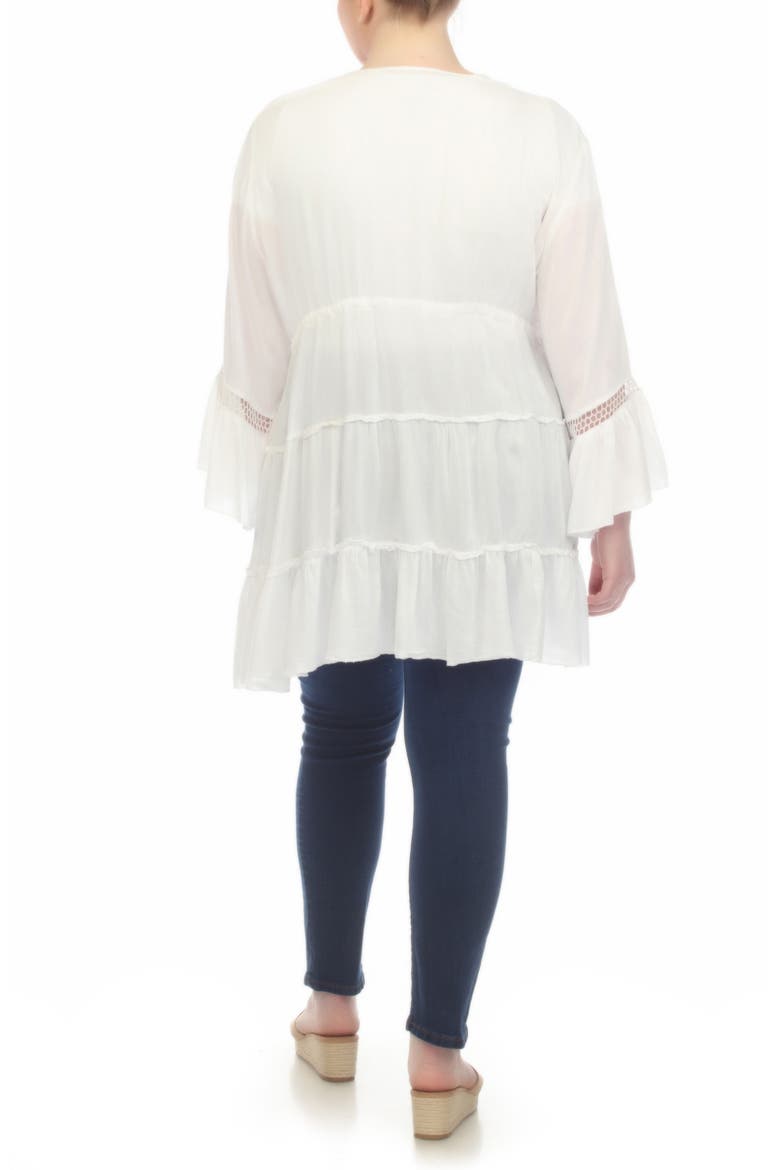 Tiered Tie Front Cover-Up Duster, Alternate, color, WHITE