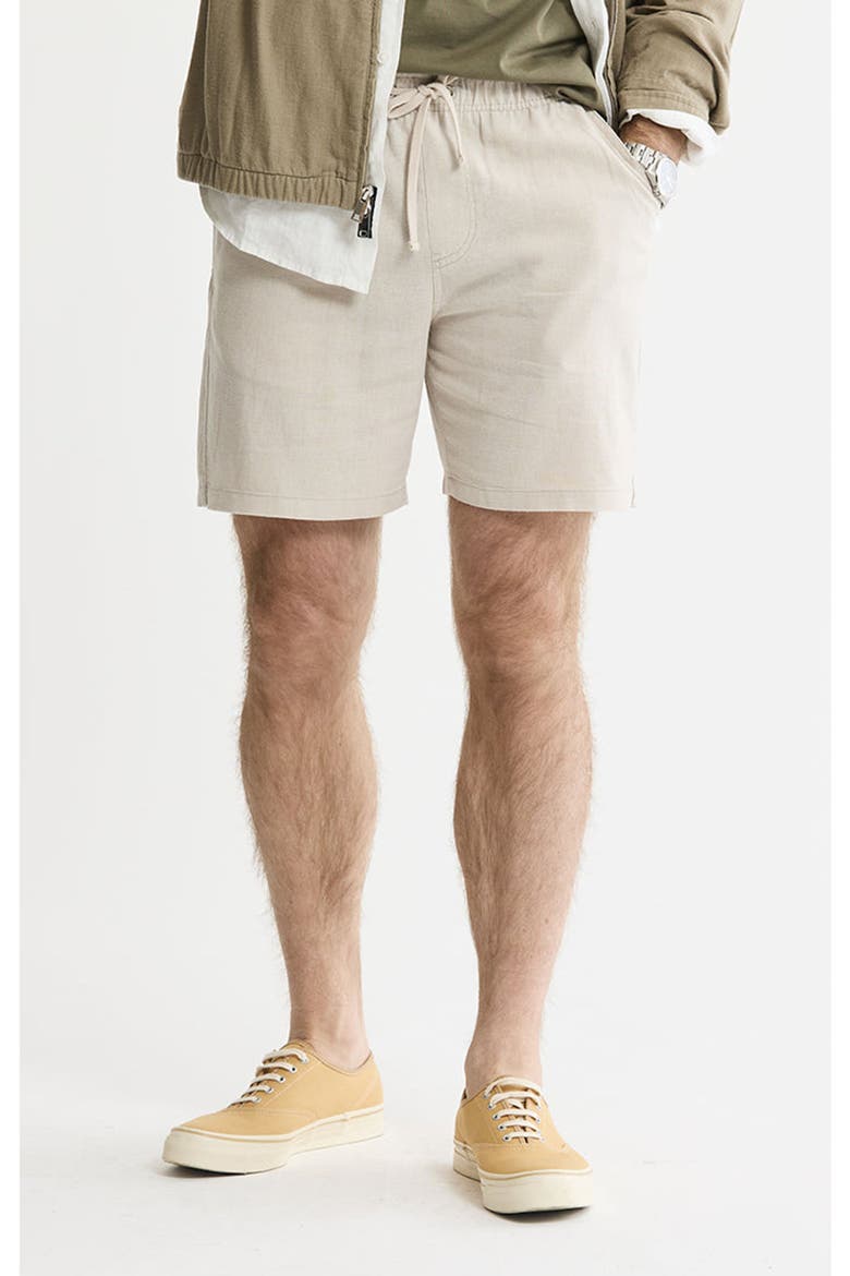 Linen Blend Drawstring Shorts, Main, color, Stone