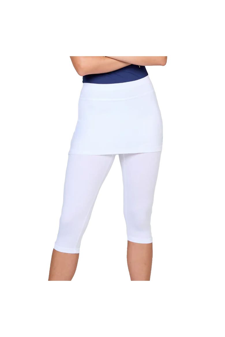 UV Staples Abaza 13in Womens Tennis Skirt with Capri Leggings, Main, color, White