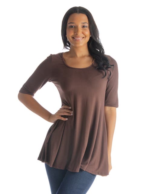 売れ筋商品|||２４セブンコンフォート カットソー トップス レディース Petite Brown Print Short Sleeve V-Neck Wrap Top Brown Multi 24seven Comfort Apparel Womens Brown Print Short Sleeve V