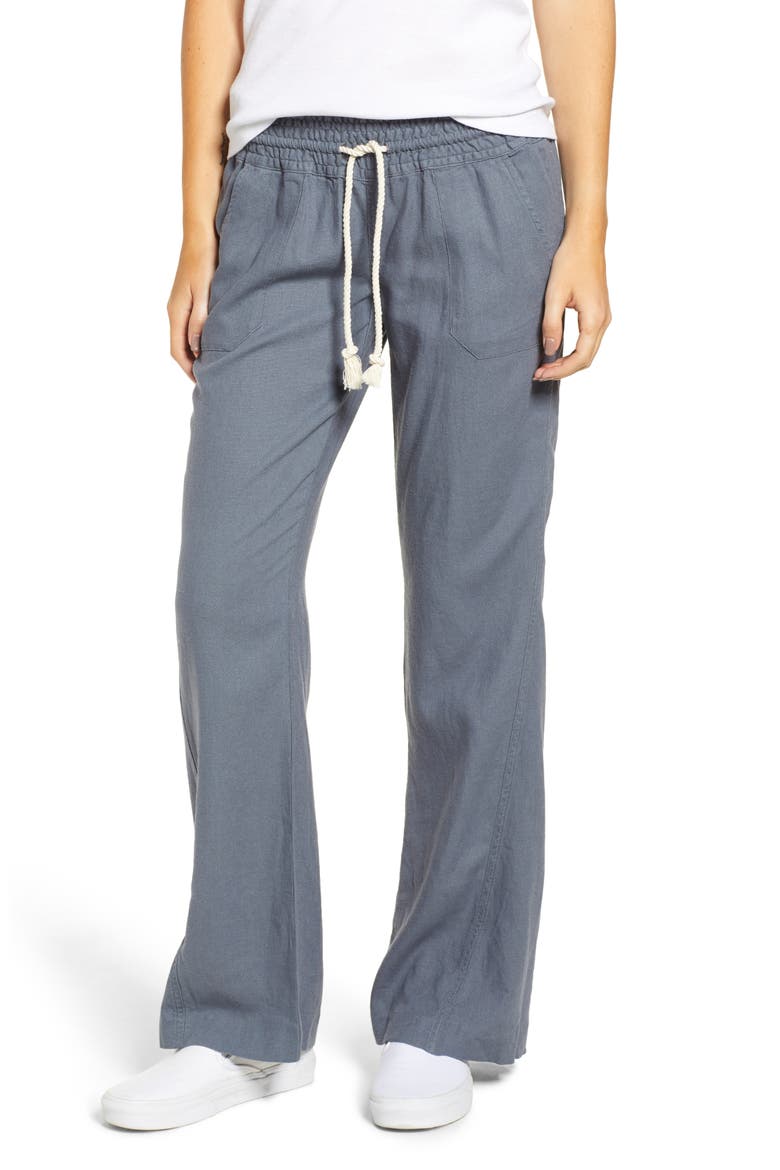 Oceanside Linen Blend Beach Pants, Main, color, TURBULENCE