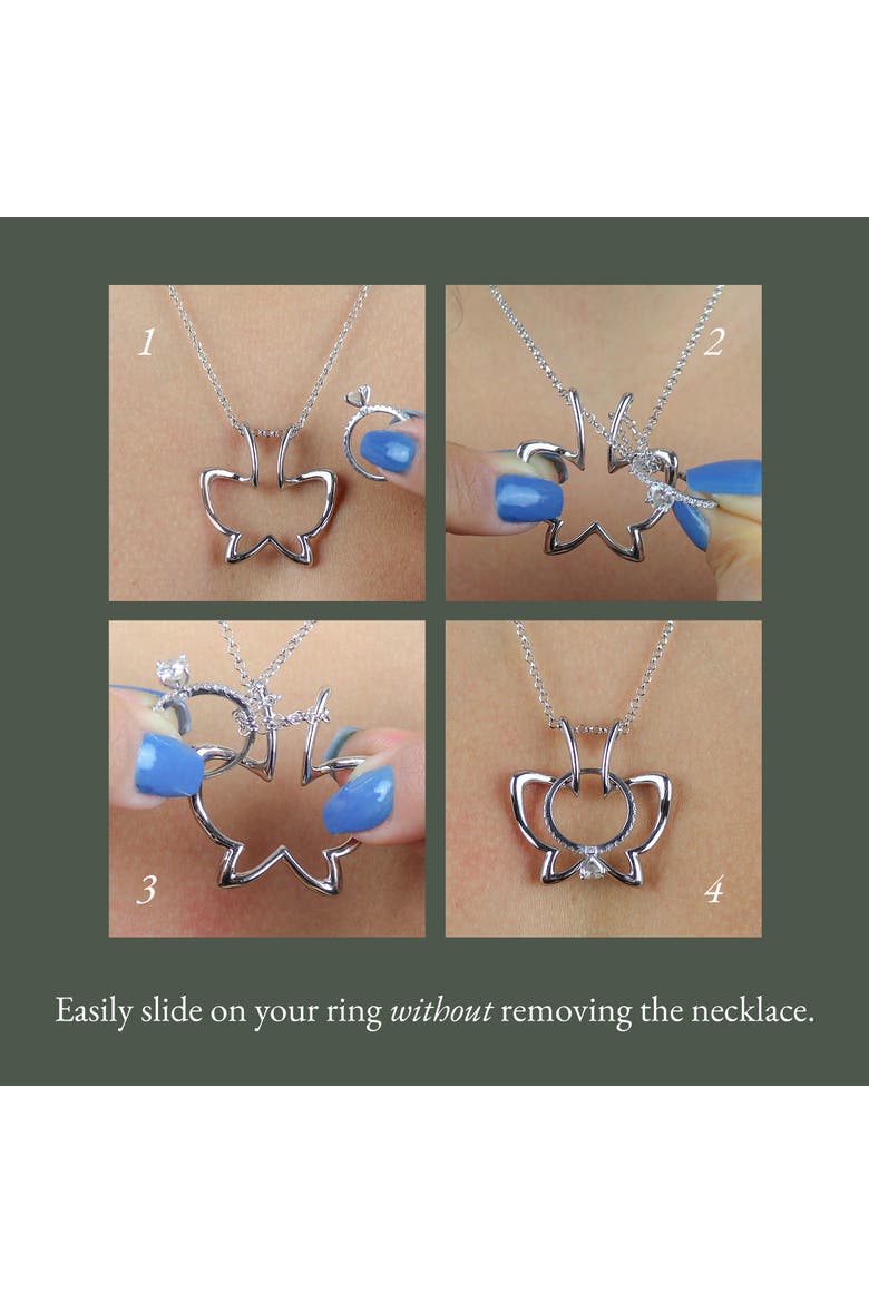 Butterfly Ring Holder Necklace, Sterling Silver Wedding Ring Keeper, Necklace Jewelry , Gender Inclusive, Alternate, color, Silver