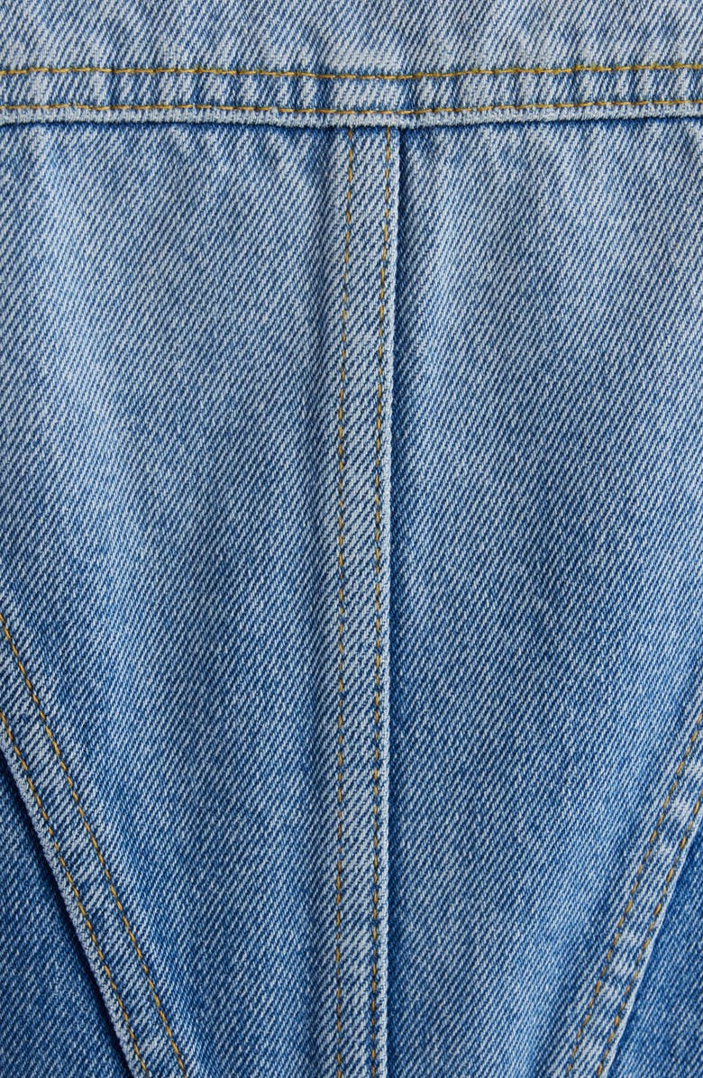 Balmain Peplum Denim Jacket, Alternate, color, 