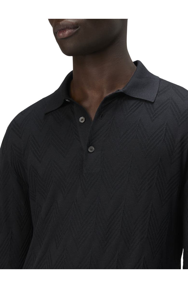 Missoni Long-sleeved Polo Shirt In 3d Chevron Cotton And Silk, Alternate, color, 