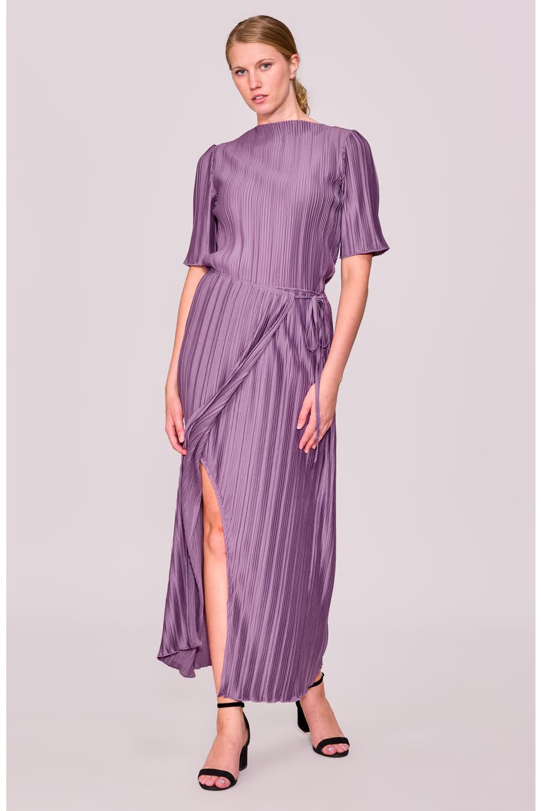 Pleat Side Tie Knit Maxi Skirt, Alternate, color, PLUM