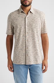 Johnston & Murphy Linden Textured Short Sleeve Button-Up Shirt