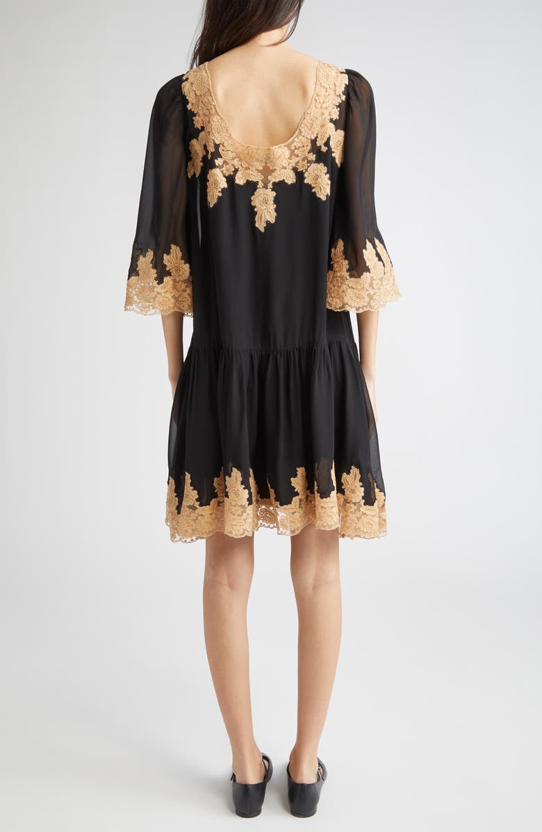 Bode Marisel Lace Trim Silk Chiffon Dress, Alternate, color, 