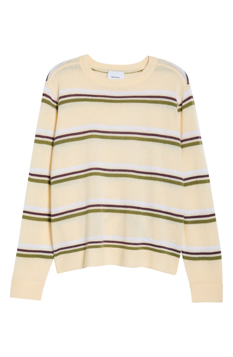 Reformation Stripe Cashmere Boyfriend Sweater, Main, color, Parmesan Pear Multi Stripe