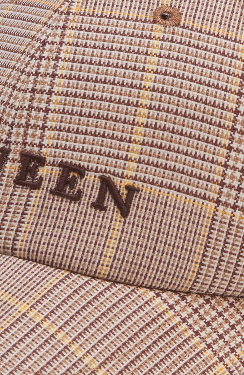 McQueen Check Logo Embroidered Wool Adjustable Baseball Cap, Alternate, color, Camel/ Yellow