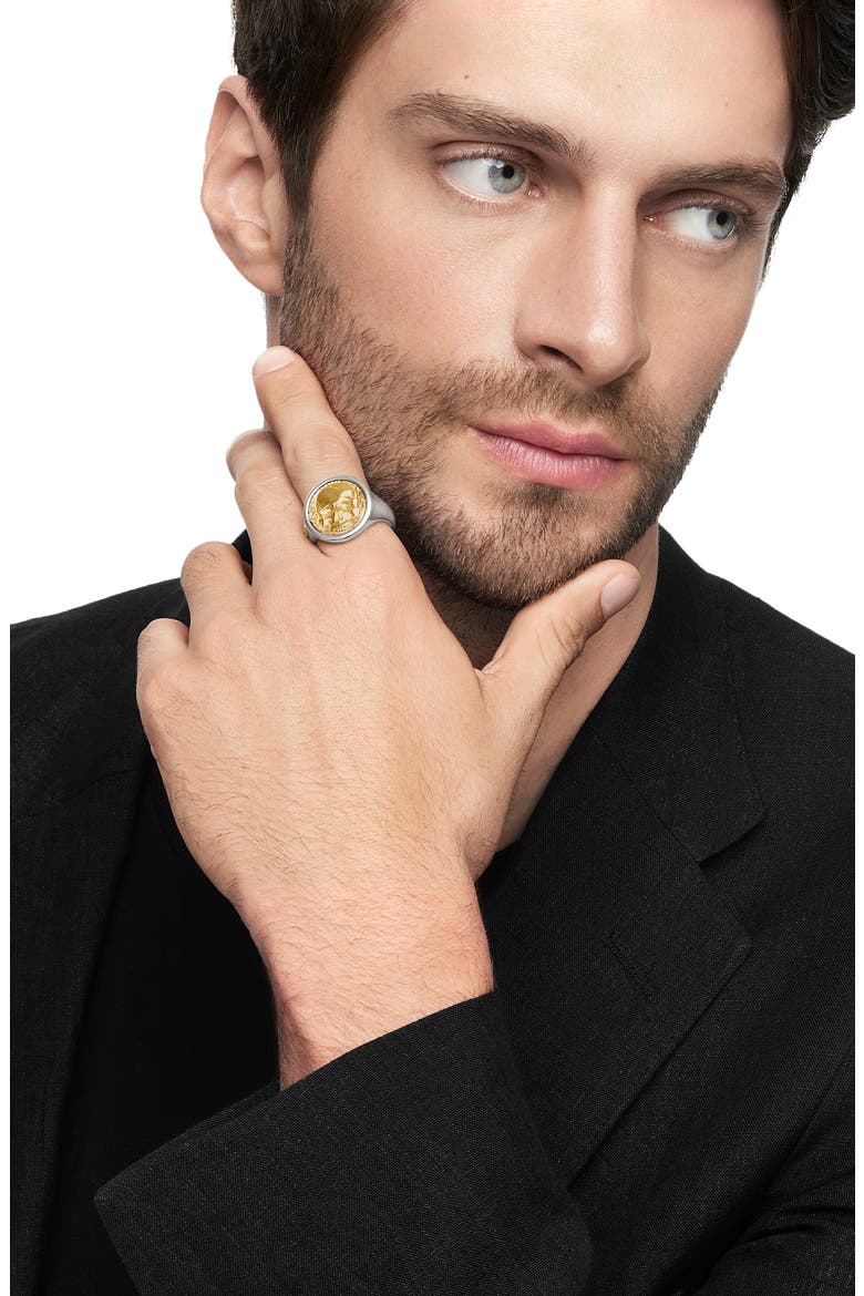 Life & Death Duality Signet Ring in Sterling Silver with 18K Yellow Gold, Alternate, color, STERLING SILVER W/ 18K GOLD