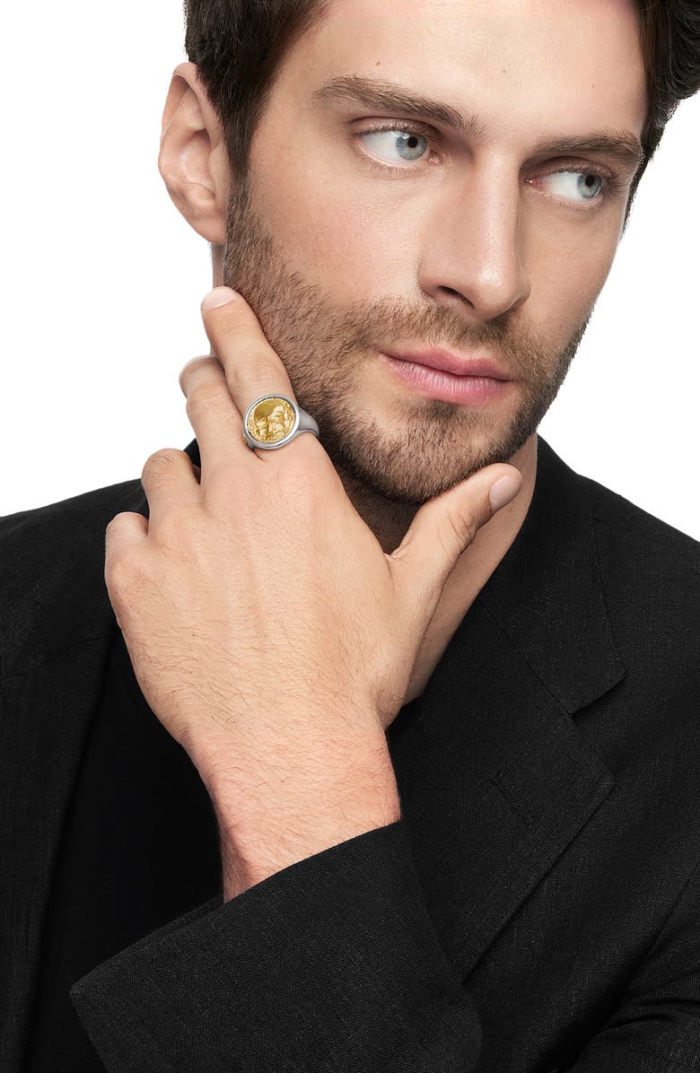 David Yurman Life & Death Duality Signet Ring in Sterling Silver with 18K Yellow Gold, Alternate, color, Sterling Silver W/ 18K Gold