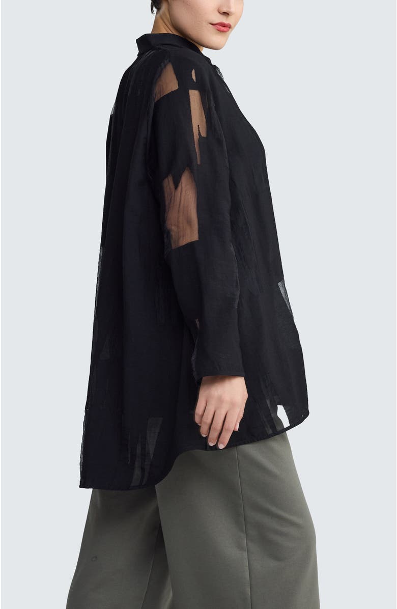 LUUKAA Ondine Sheer Jacquard Shirt, Alternate, color, Black